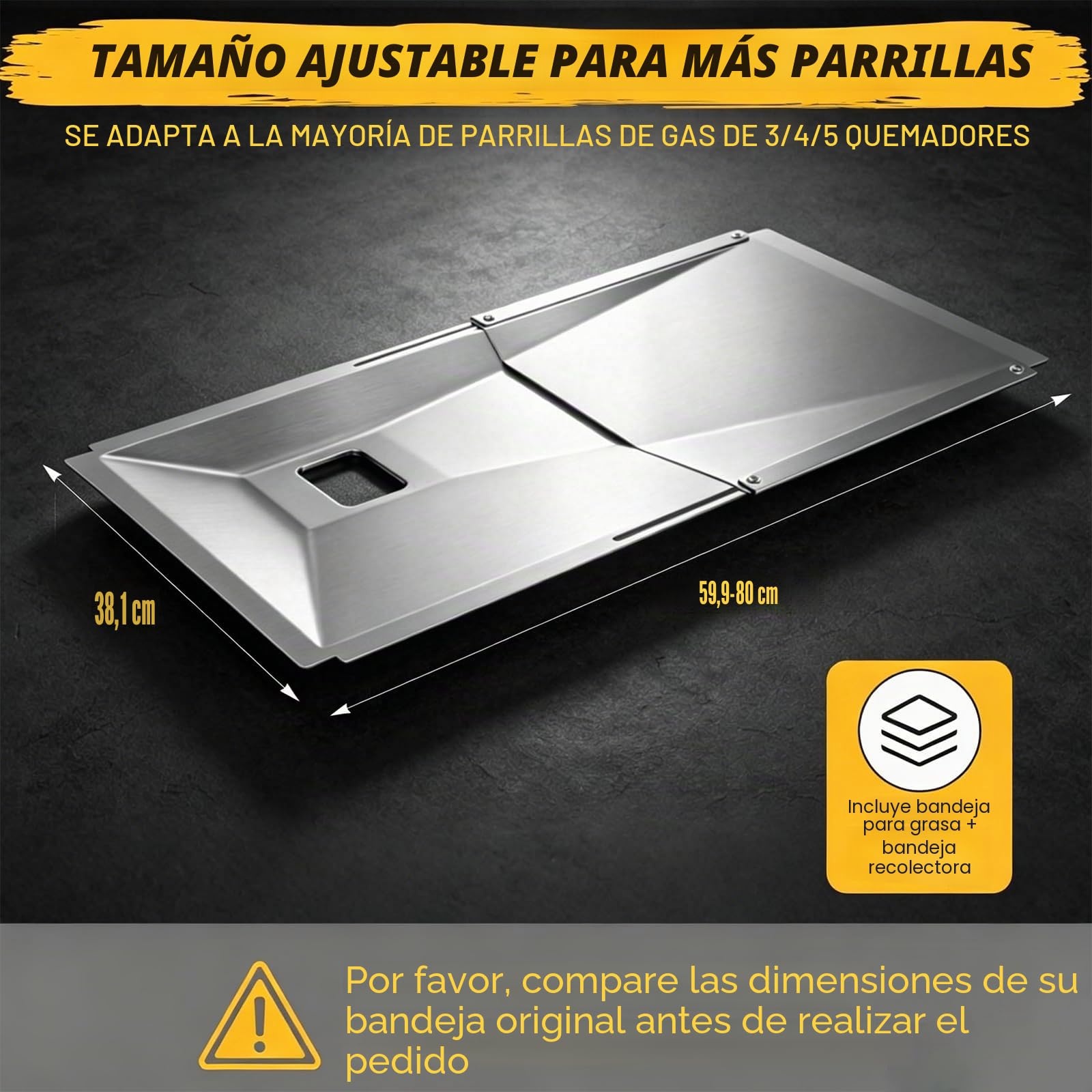 GFTIME Bandeja de grasa universal con bandeja colectora de 60 cm hasta 80 cm, bandeja de goteo ajustable para barbacoa de gas de 3/4/5 quemadores de Charbroil, Dyna Glo, Nexgrill, Kenmore, Uniflame y