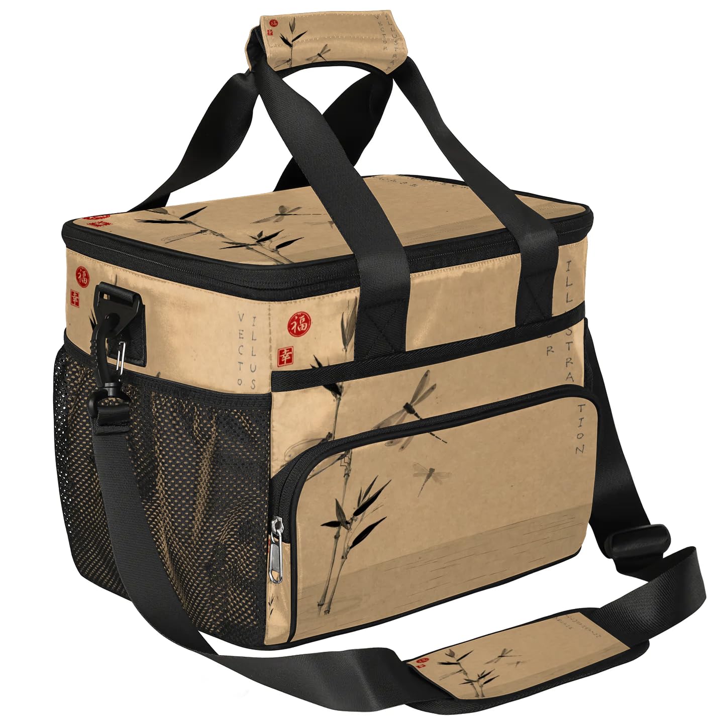 Große Lunchtasche mit japanischem Zweig und Libelle, für Erwachsene, Herren, Damen, Kinder, Mädchen, Jungen, Vintage, japanische isolierte Lunchbox, Kühltasche, Kühltasche, Kühltasche, Kühltasche,
