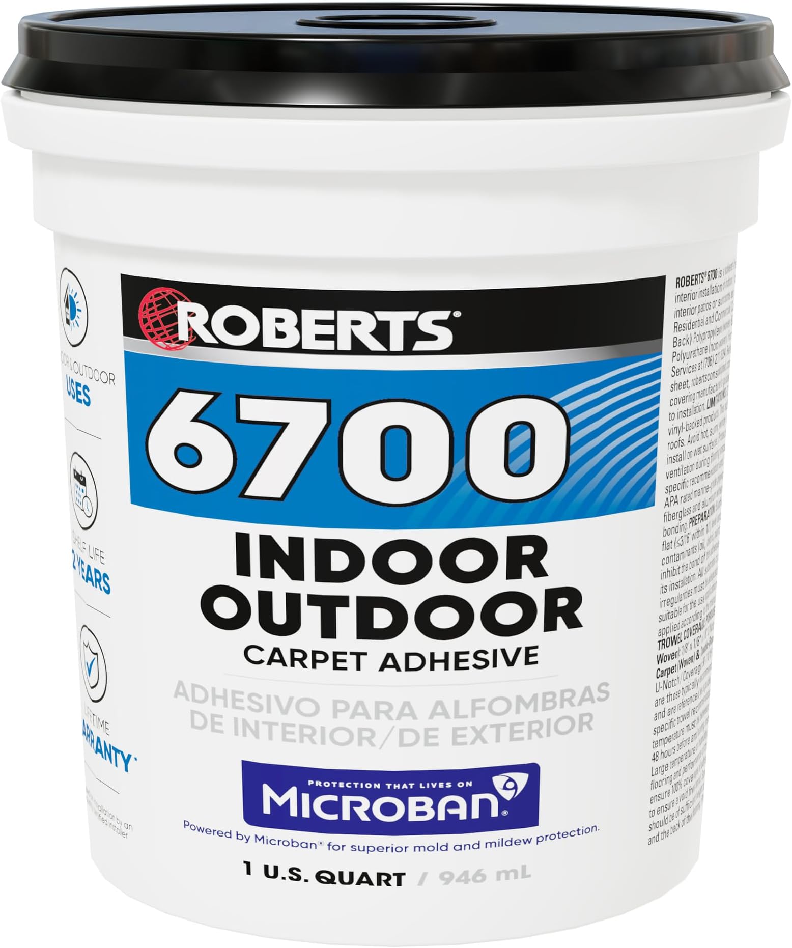ROBERTS 6700-0 1 Quart Indoor/Outdoor Carpet/Artificial Turf Adhesive