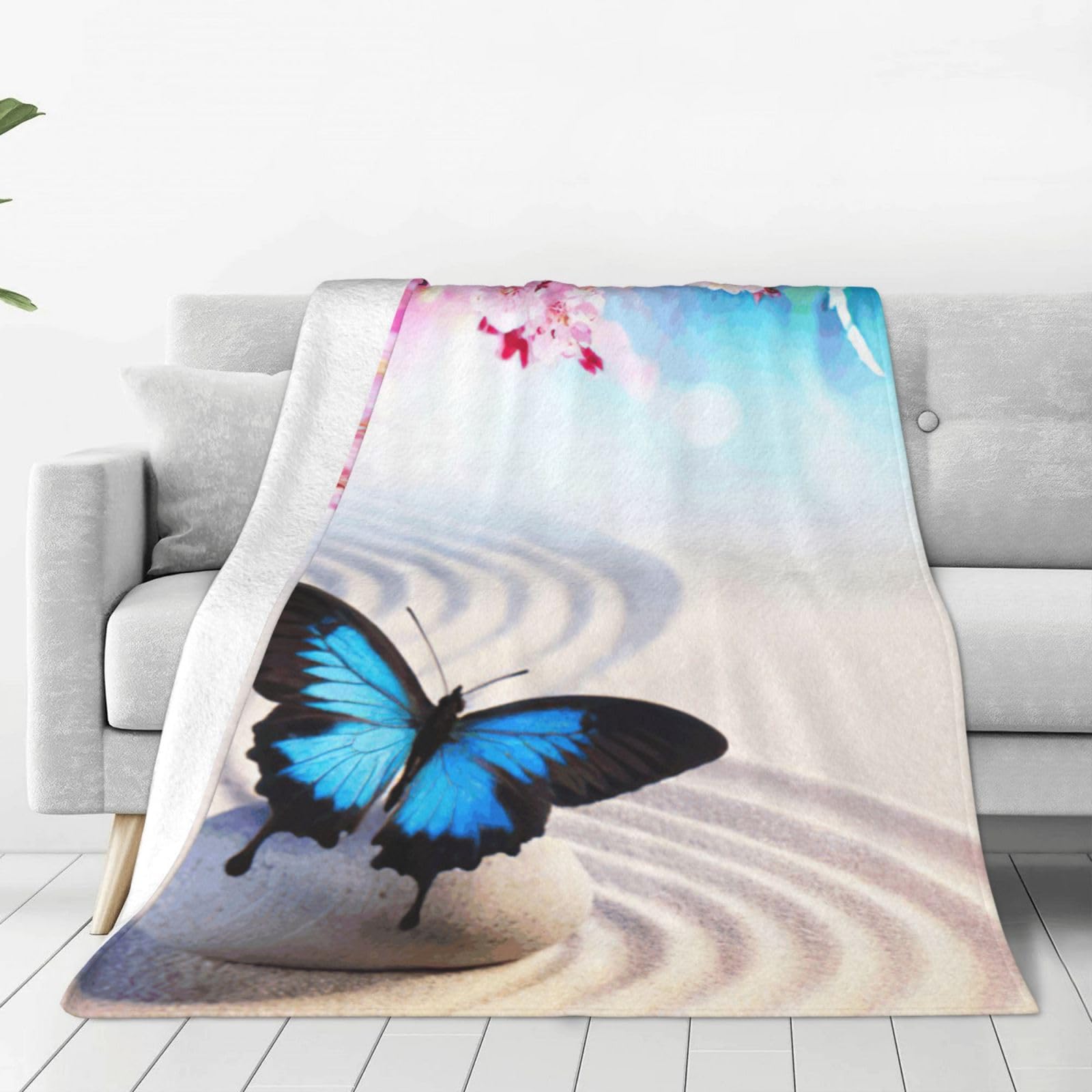 Couverture polaire douce contre le froid plaid zen papillons lit chaud