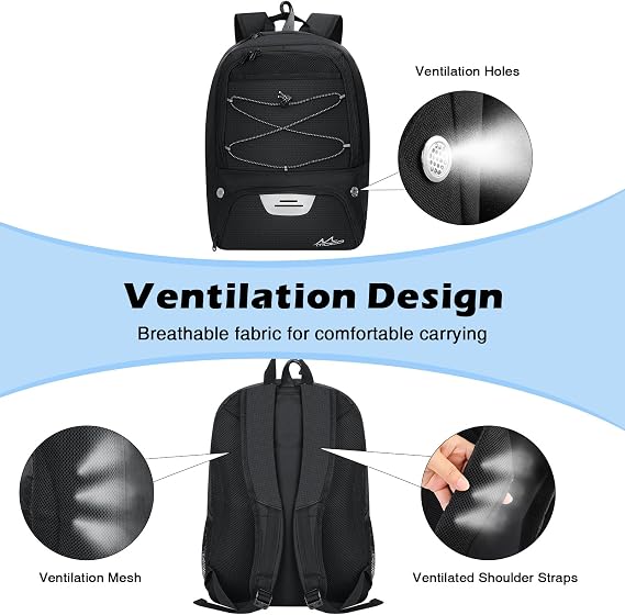 MoKo Soccer Bag Backpack, Basketball Backpack for Men & Women with Separate Ball and Shoes Compartments