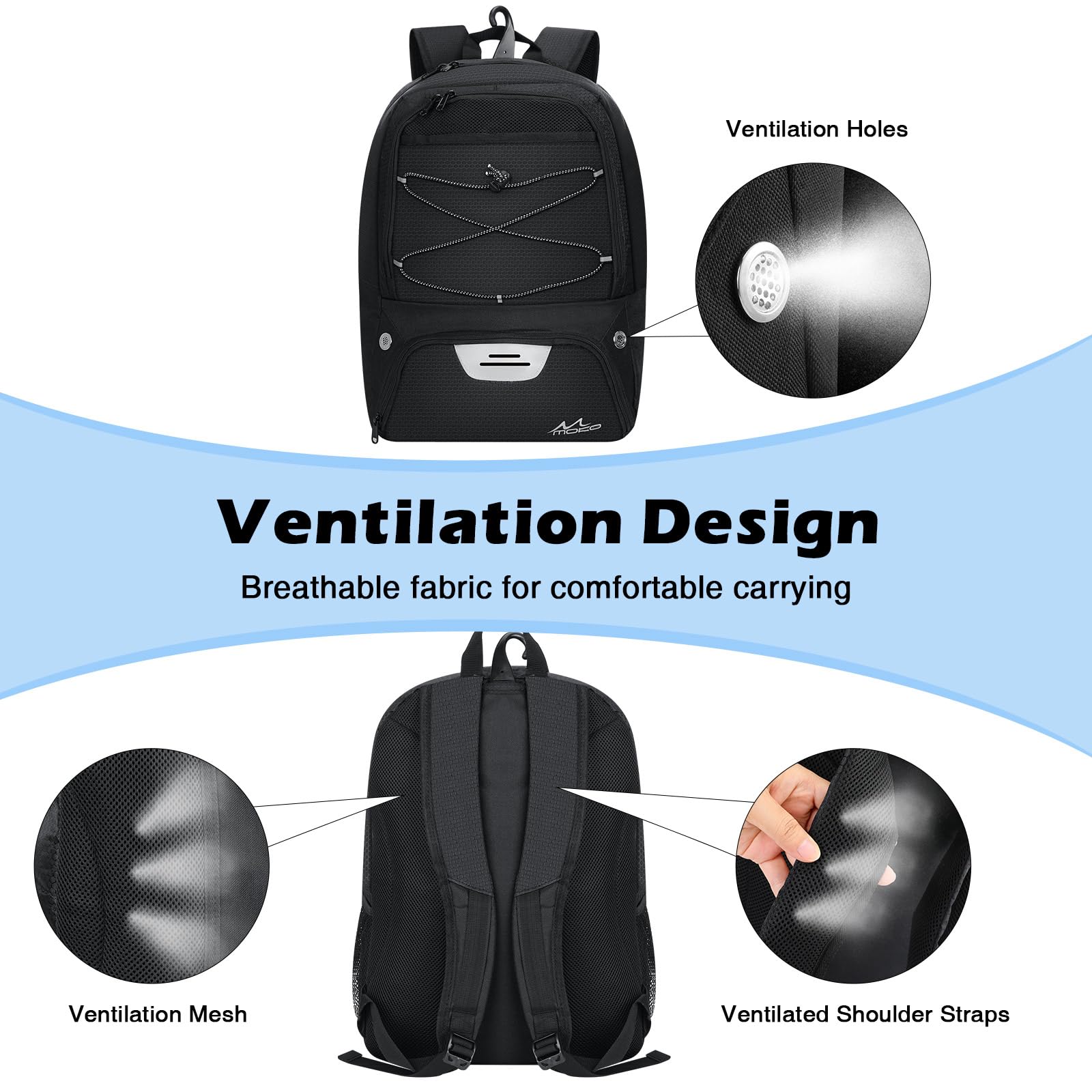 MoKo Soccer Bag Backpack, sac à dos de basket-ball pour hommes et femmes avec compartiments séparés