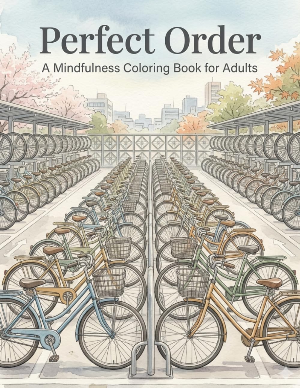 Perfect Order: A Japanese Bicycle Parking Coloring Book for Adults – Mindfulness, Stress Relief, and Intricate Urban Line Ar