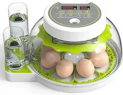 HOWUXZO Chocadeira Para Incubação De 8 Ovos Com Visor De Temperatura E Umidade, Vela Para Ovos, Virador Automático De Ovos
