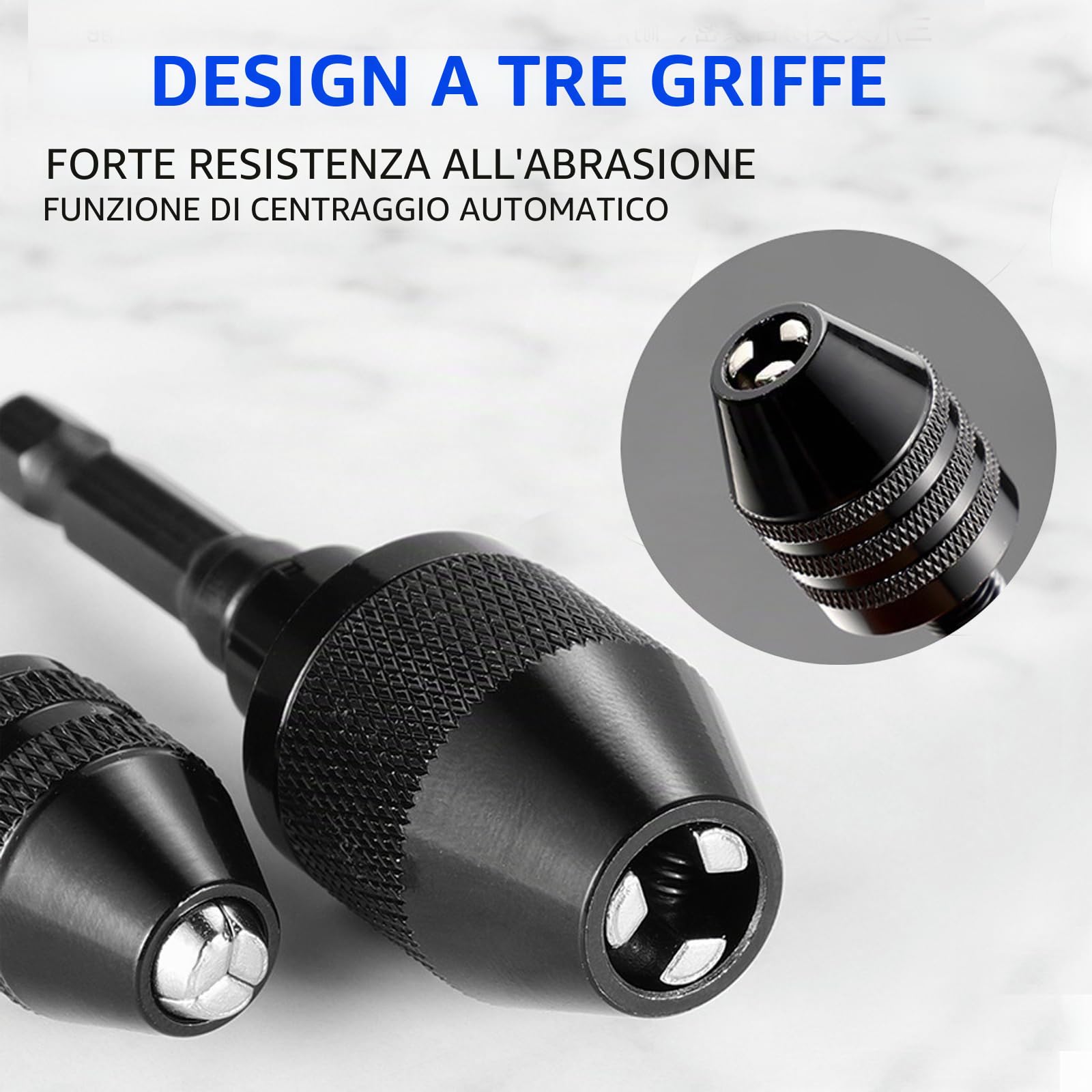 3 adattatori per mandrino senza chiave con gambo esagonale, strumento di conversione per mandrino per trapano, adattatore per mandrino senza chiave per trapano da 0,3-6,5 mm e 0,3-3,6 mm e 0,3-8 mm
