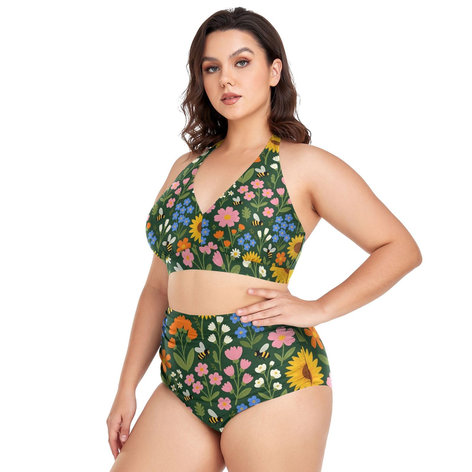 FRODOTGV Costumi da bagno da donna curvy, da L a 4XL | Spallacci regolabili in materiale liscio e setoso, ad alta elasticità, per viaggi tropicali e attività acquatiche