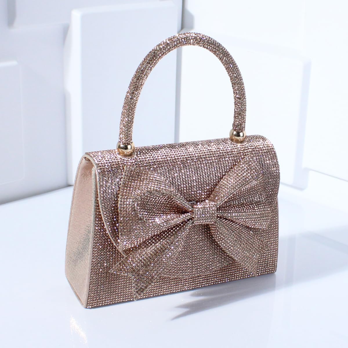 Shiny Dinner Bag Handbag Rhinestone Bow Box Bag Small Square Bag Diagonal Bag Handbag