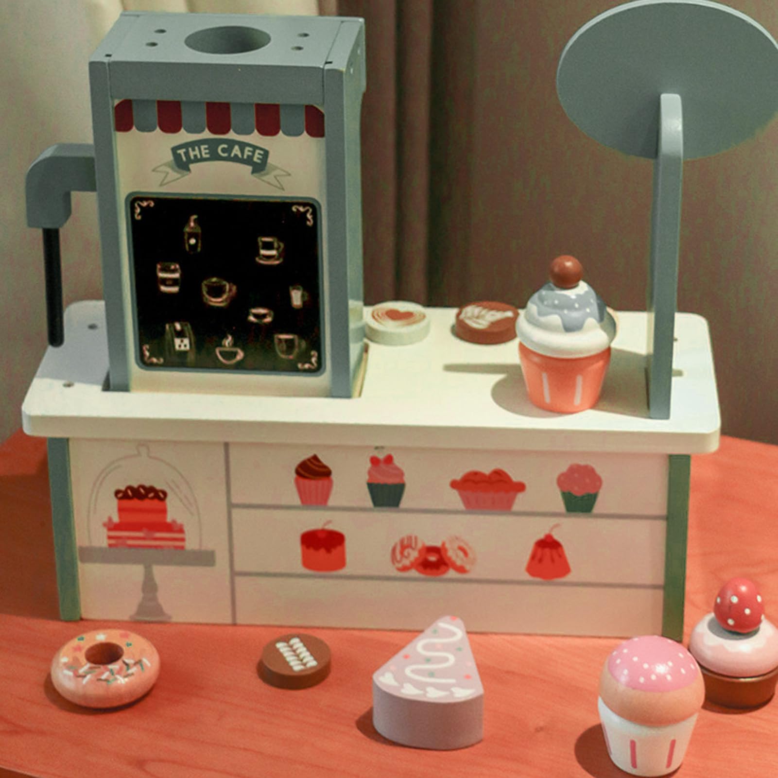 Set di Giocattoli per Caffettiera per Bambini Gioco di Ruolo in Legno per Giochi Fantasiosi e Sviluppo di abilità Sociali 12,6x7,95x4,45 Pollici