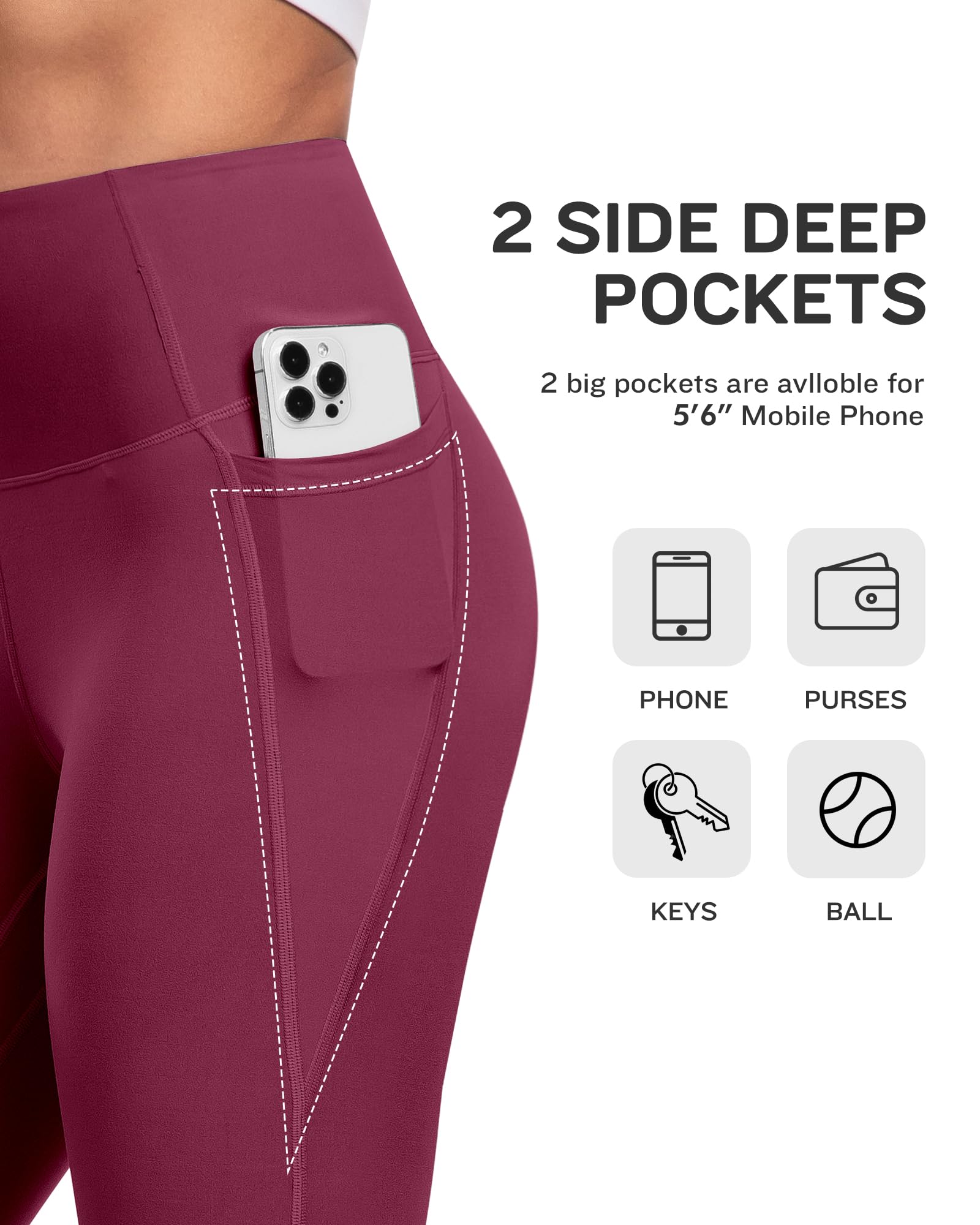 NORMOV Paquete de 4 leggings de yoga con bolsillos para mujer, pantalones de entrenamiento suaves de cintura alta con control de abdomen