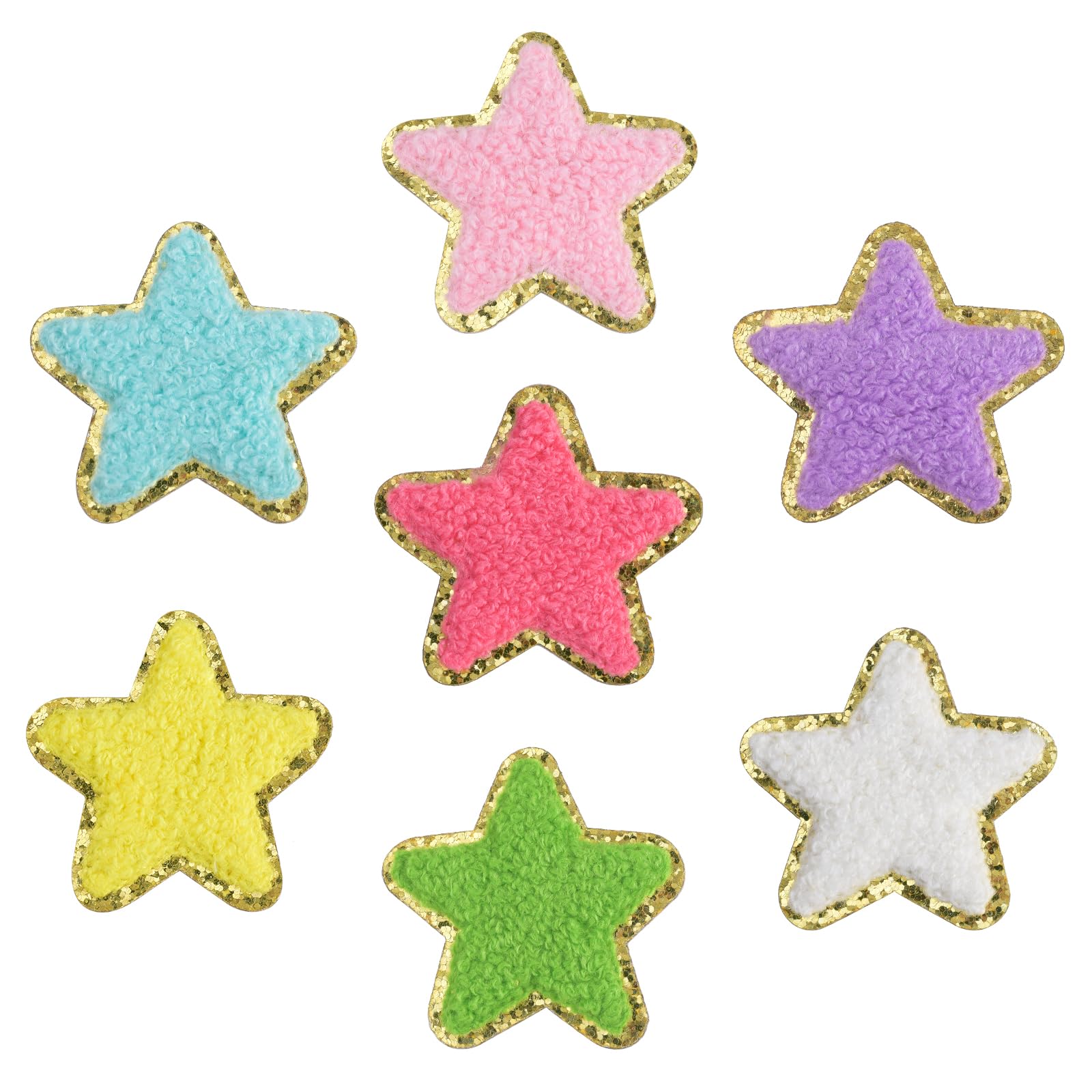 QianSiLi 7PCS Chenille Star Patches for Clothing Fabric Patches Self Adhesive Embroidered Patch for Clothing, Fabric, Shoes, Bags DIY Accessories
