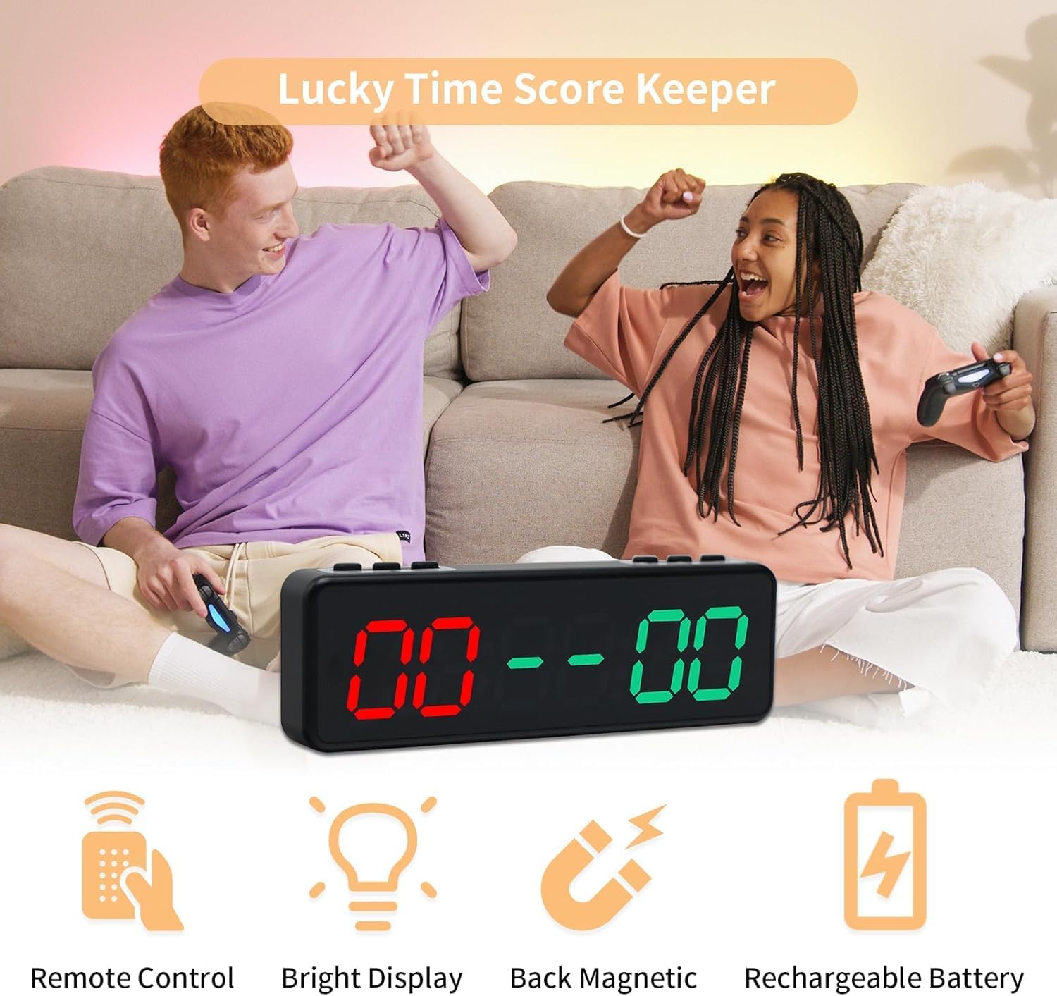 Electronic Scoreboard with Remote,Protable LED Digital Cornhole Score Keeper with Tripod,Score/Timer/Count Up/Countdown/Stopwatch/Gym Mode for Backyard lawns Table Game Indoor Outdoor