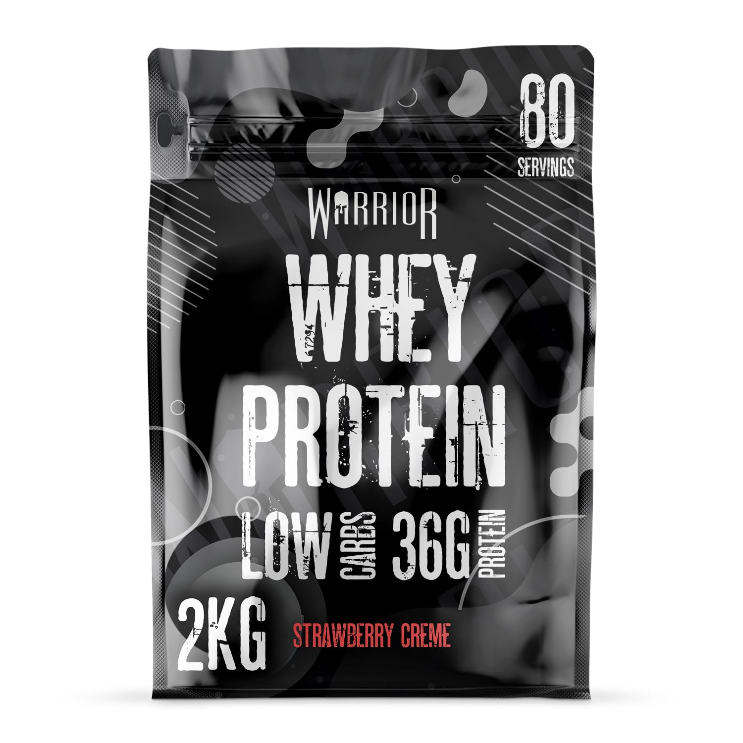Warrior Whey Protein Powder – Up to 36g* of Protein Per Shake – Low Sugar, and Low Carbs – GMP Certified (Strawberry Crème, 2kg)