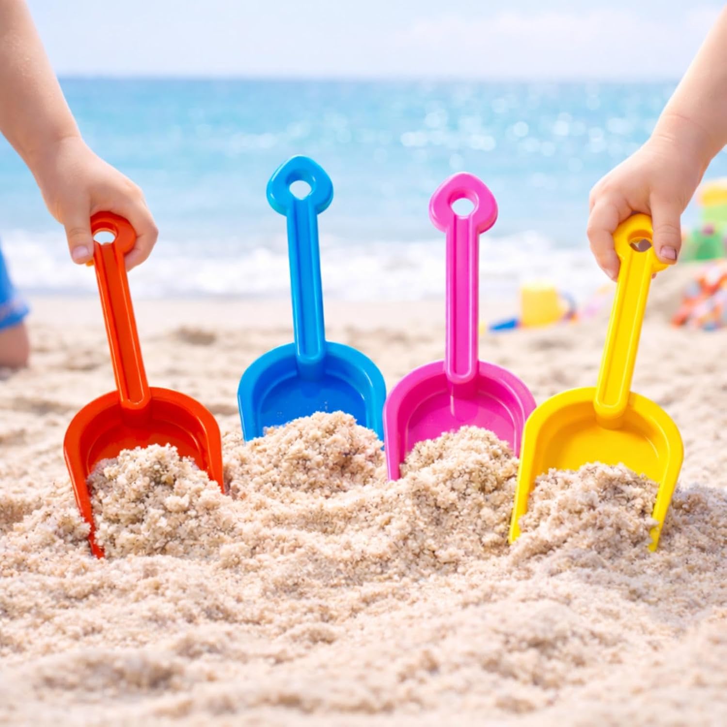 24 Pack Beach Shovels for Kids - Heavy Duty Plastic Beach Toys Small Shovel Set, Sand Garden Digging Tools for Toddlers Adults, Winter Summer Outdoor Play Spade Scoop Trowel Accessories