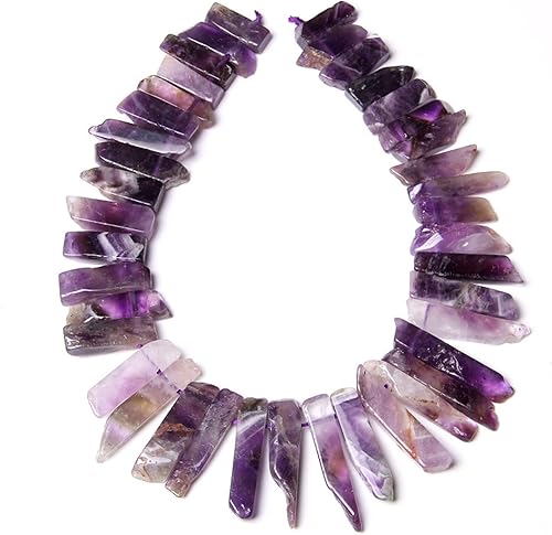 Cuentas de cristal de cuarzo natural, piedra natural perforada, cuentas planas para hacer cuentas, amatista de ensueño, aproximadamente 7.5 pulgadas