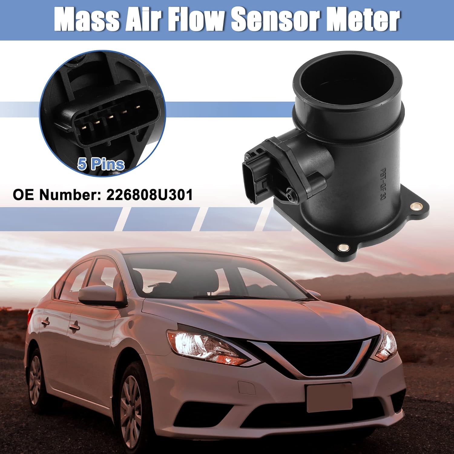 X AUTOHAUX Mass Air Flow Meter Sensor for Nissan Sentra 1.8L 2003-2006 226808U301 22680-8U301