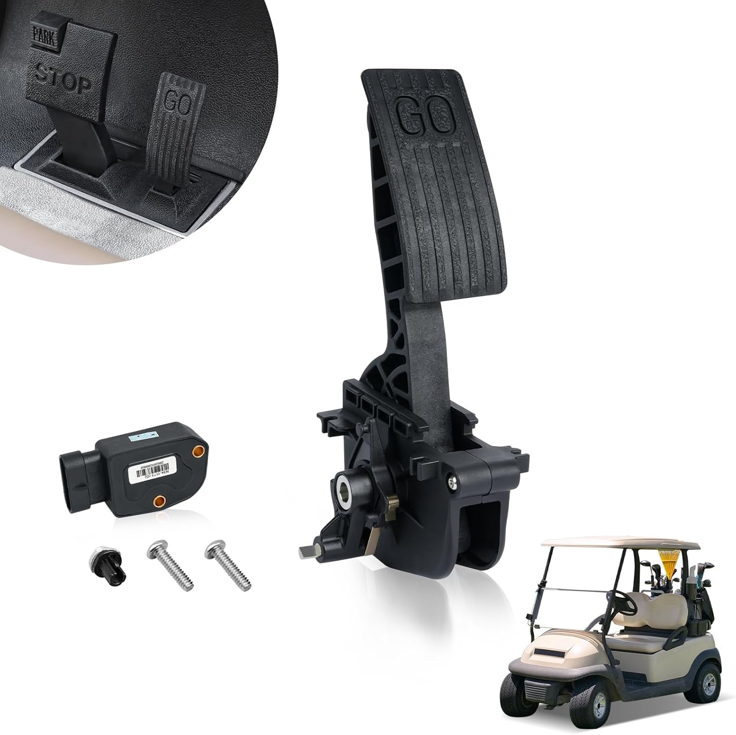 Golf Cart 2nd Gen Accelerator Pedal Assembly with Throttle Sensor Kit Suitable for 2010-Up Club Car Precedent/Tempo/Onward Gas Golf Carts, OEM# 102595502