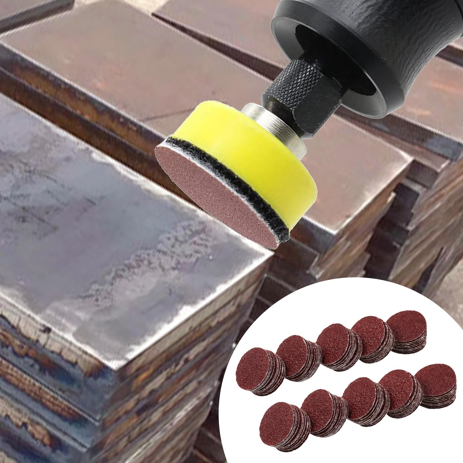 100pcs Sanding Discs 1 Inches Sandpaper 60 Grit Hook and Loop Sanding Discs for Drill Grinder Rotary Tools No Hole