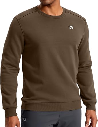 Mens Fleece Lined Crewneck Sweatshirt Athletic Midweight Regular Fit