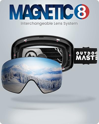 Miniatura 3 de OutdoorMaster Gafas de esquí Horizon - Gafas de snowboard con lente magnética intercambiable, sin marco