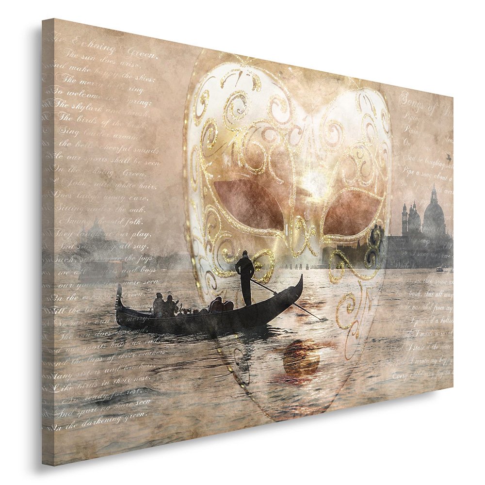Impression sur toile 100x70 cm Feeby, tableau mural moderne marron de Venise pour chambre