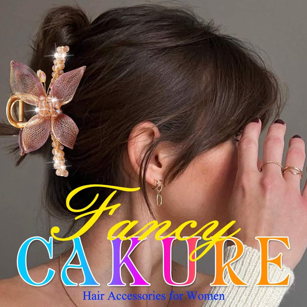 CAKURE Flower Claw Clip Sparkly Hair Claw Clip Fancy Hair Accessoreis for Women - Image 7