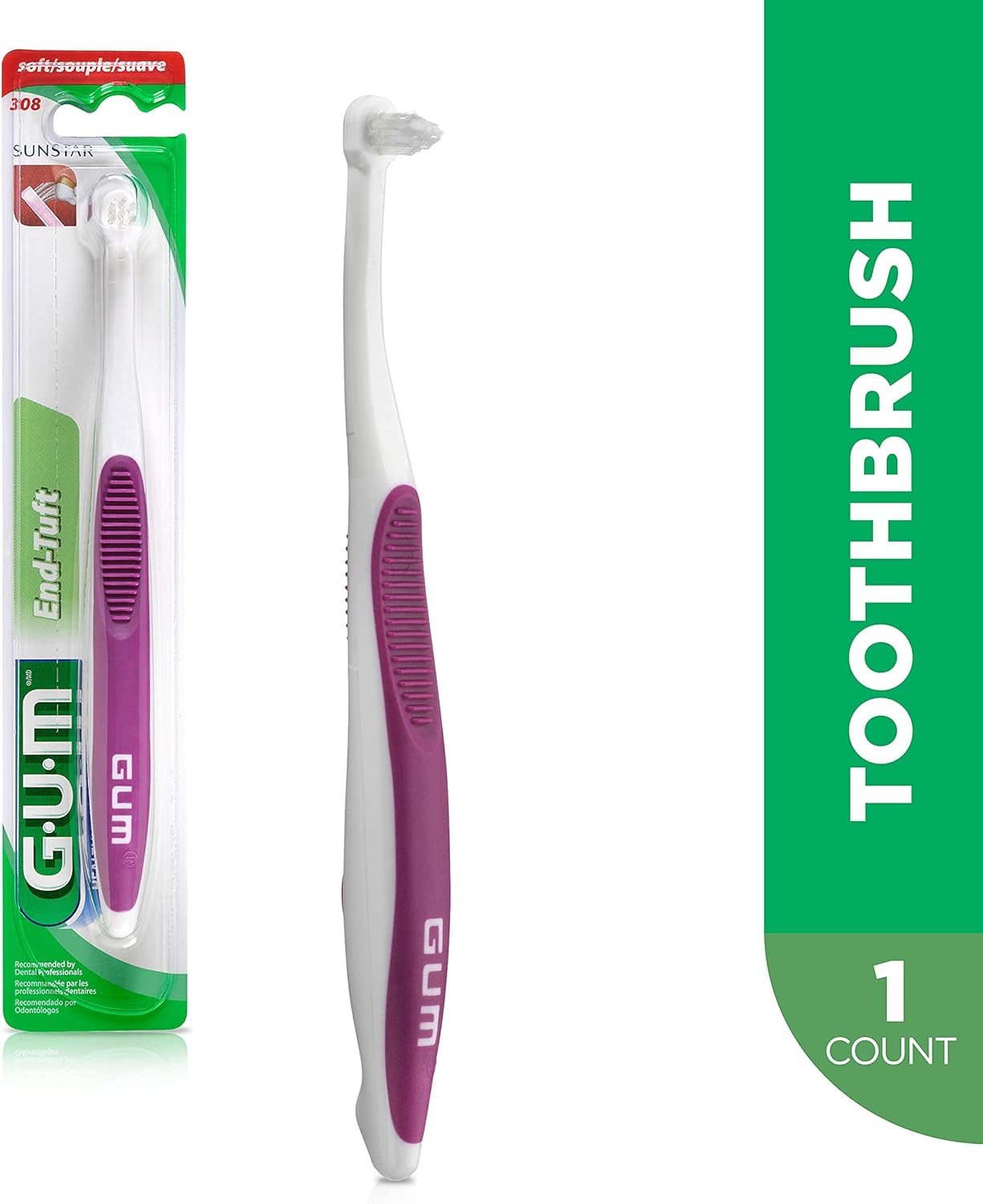 GUM End-Tuft Brush Soft 1 Each (Pack of 10)