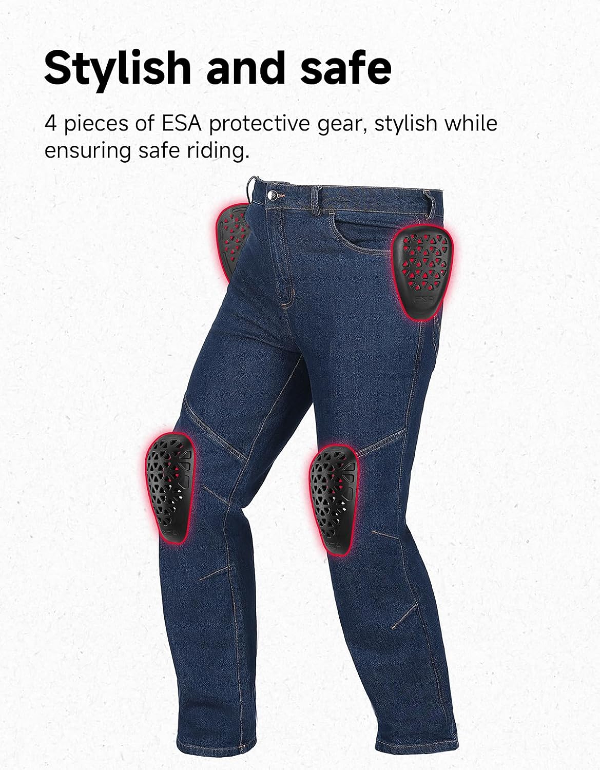 KEMIMOTO Motorcycle Pants for Men and Women. Stretch Fabric Casual Motorcycle Jeans for Motorcycle Riding, Commuting, Touring