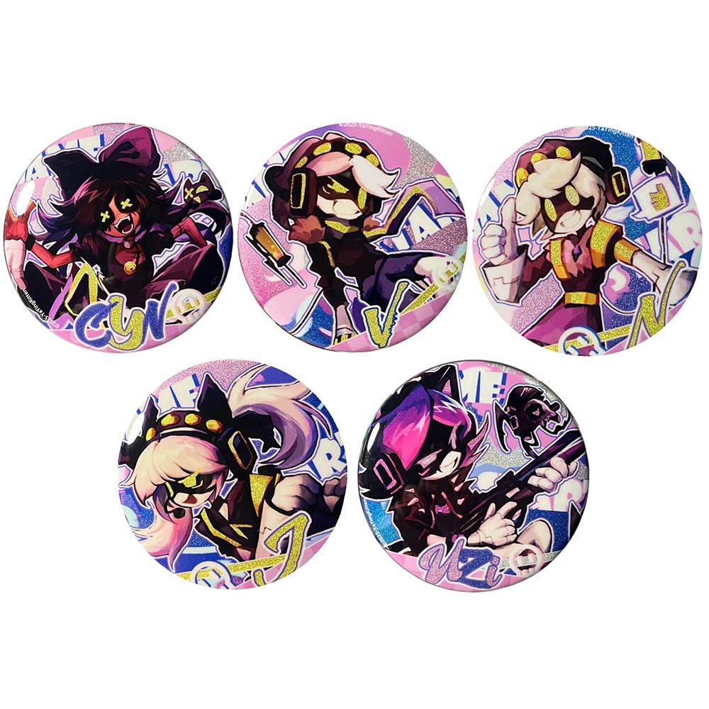 5 Murder UziDrone Tinplate Badge Uzi J N Cyn Figure Cosplay Accessories Brooch Cartoon Cool Pins, Metal 58mm