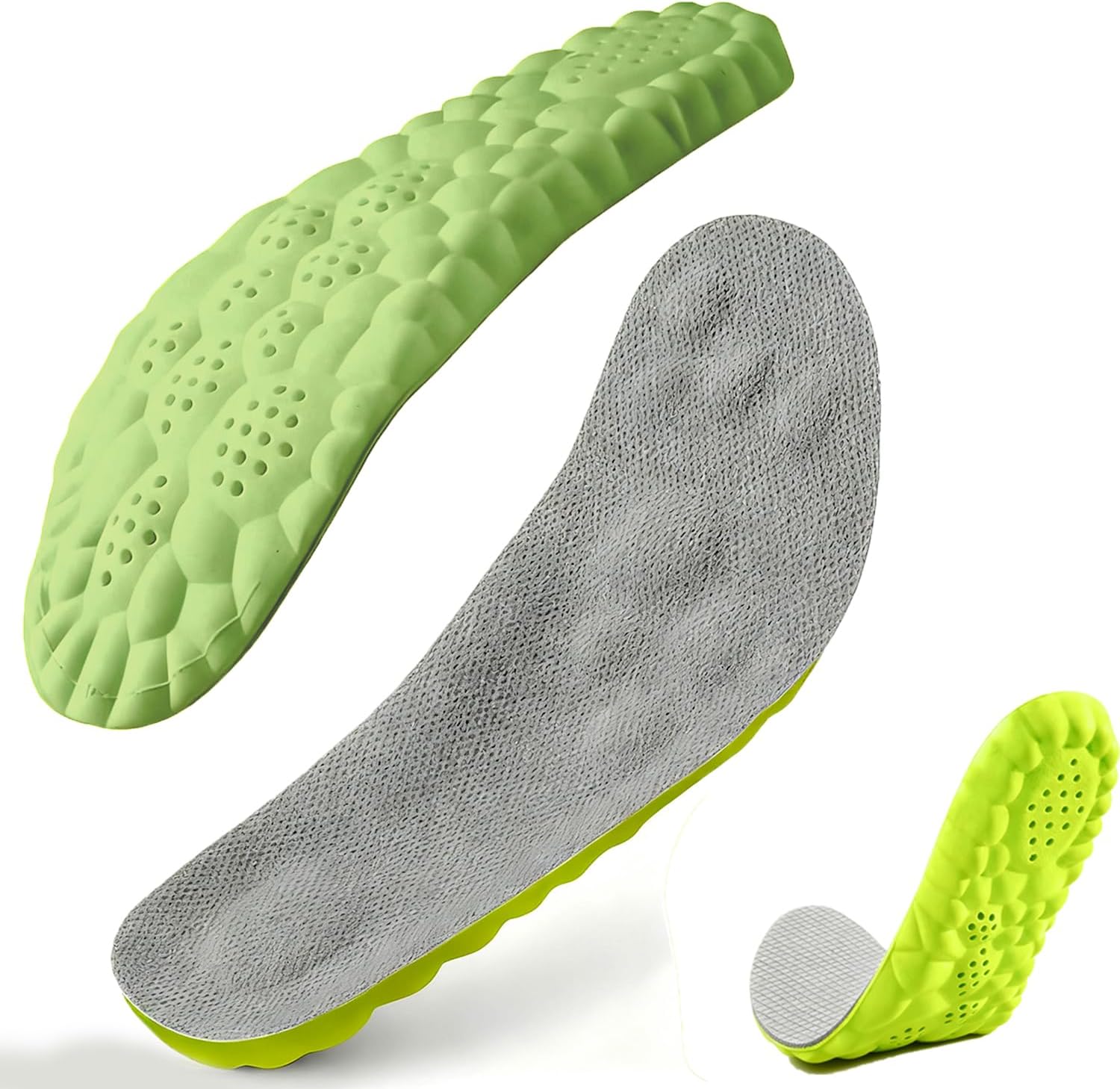 Solara Insoles, Pickleball Insoles, 4D Memory Foam Arch Support Inserts, Cloud Comfort Breathable Cushion, Anti-Slip Massage Arch Support Inserts for Men Women (Men 9.5-10.5/ Women 10.5-11.5)