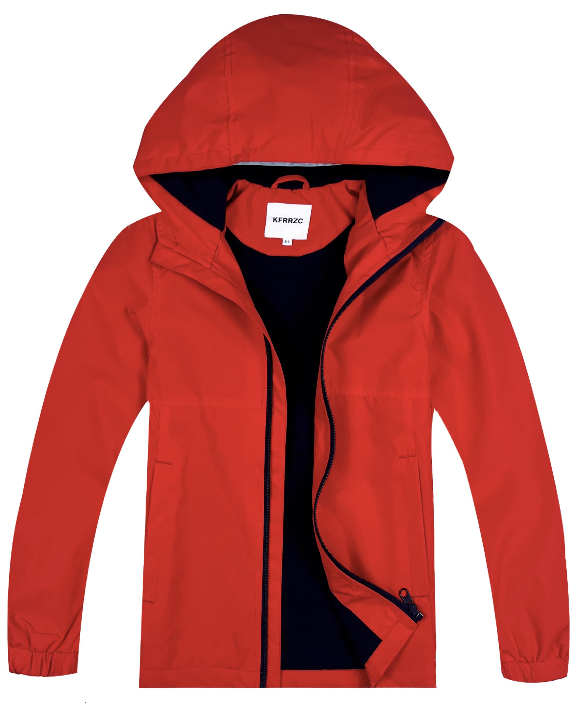 Boys Girls Waterproof Hooded Jackets Fleece Lined Rain Jackets