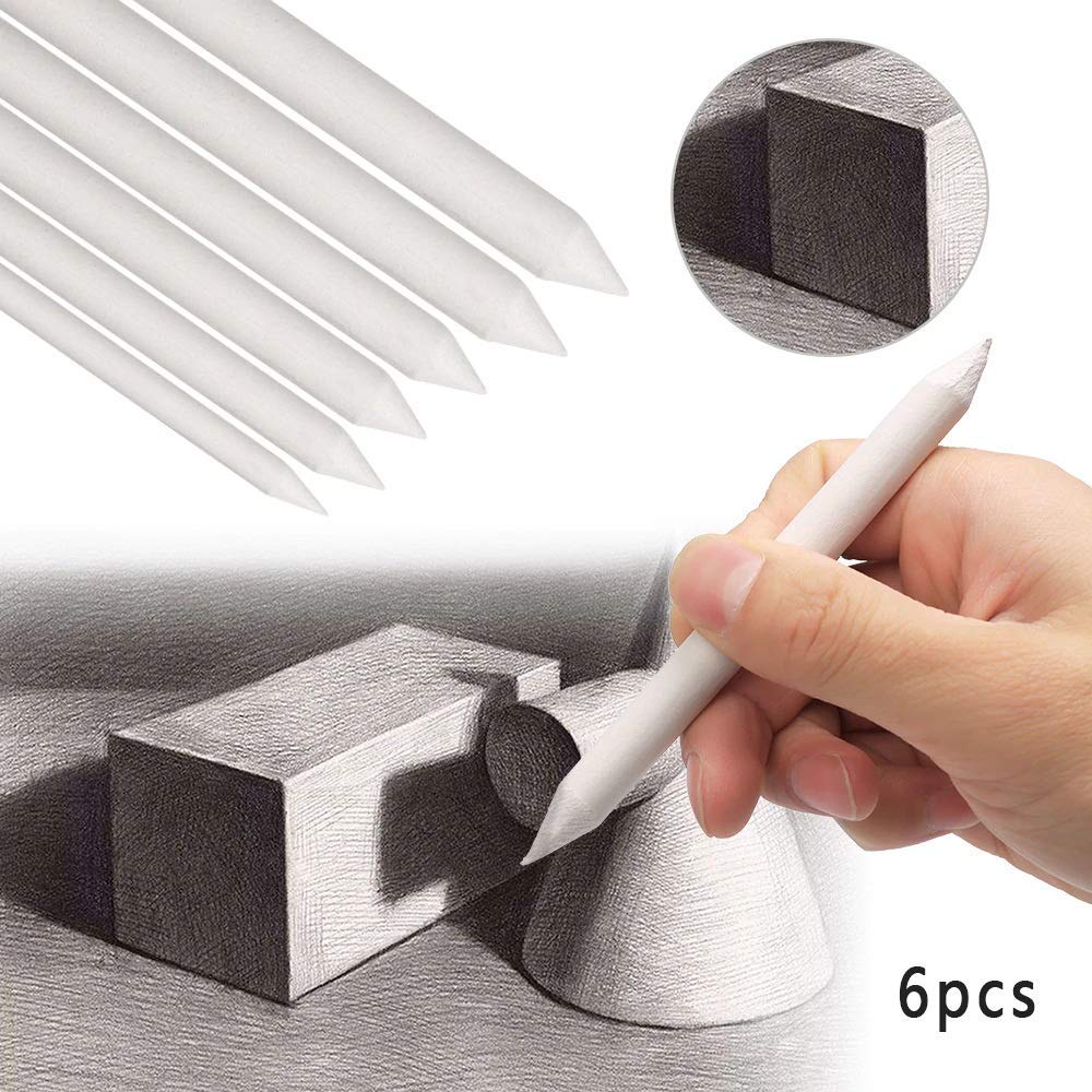 KNAFS Sketch Pen Blending Smudge Stump Stick Tortillon Sketch Art Drawing Pen Sketch Paper Sandpaper Pencil Sharpen Drawing Tool (White) - 7 Pieces 1