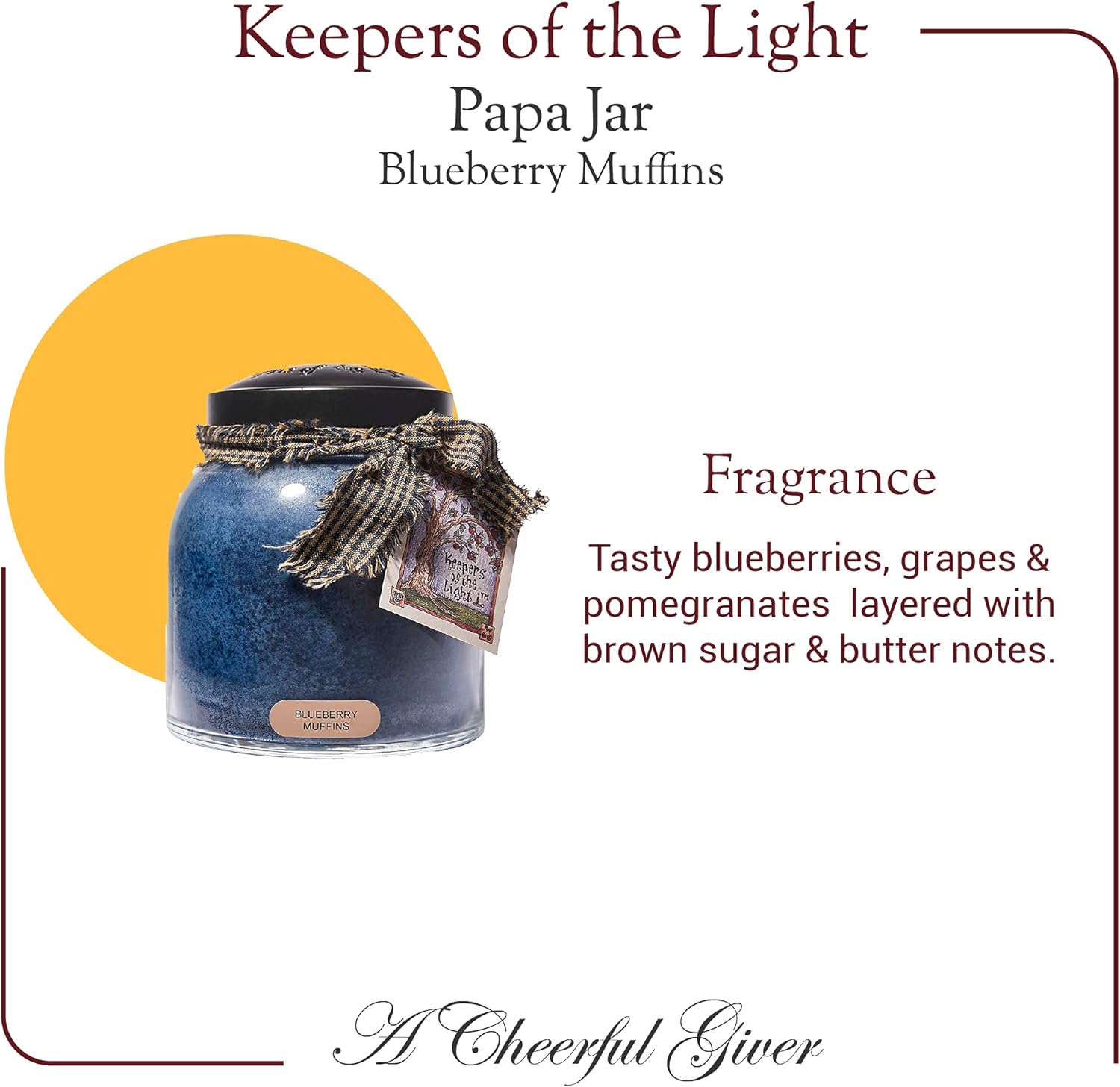 A Cheerful Giver — Blueberry Muffins - 34oz Papa Scented Candle Jar with Lid - Keepers of the Light - 155 Hours of Burn Time, Gift for Women, Blue : Home & Kitchen