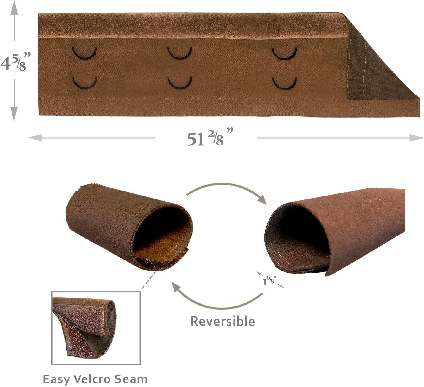 Royal Designs, Inc. VCO-1008BB-2 Adjustable Neoprene Cable Management Sleeve with Touch Fastener, 4 ft Long, Reversible Brown/Light Brown Color Combinations, Set of 2 (1 with Slits, 1 Without)