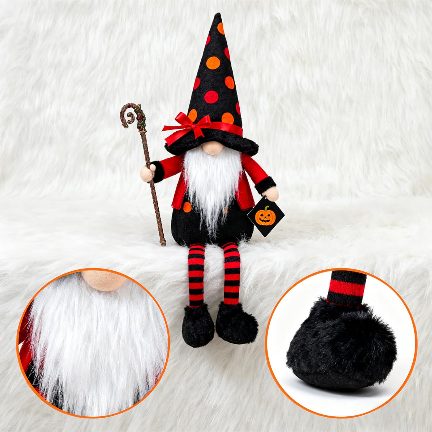 Shaggy Plush Faux Fur Fabric, Precut Strips Fluffy Fuzzy Craft Fur for Gnomes Beard Hair Cosplay Costume Dwarf Decoration (Light Brown, 2in*60in)