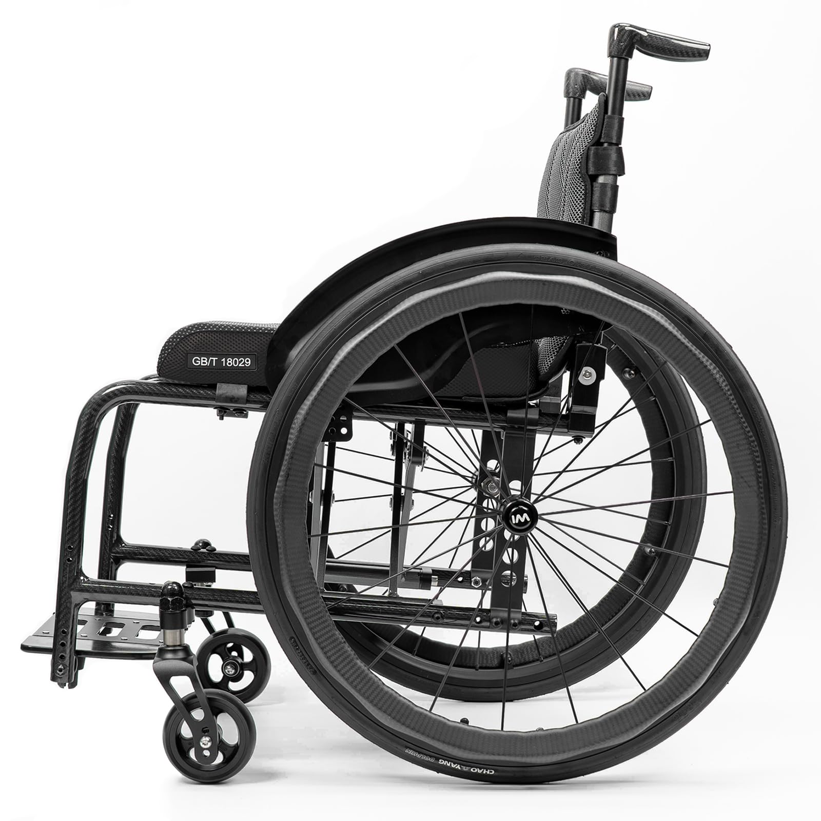 Silla de Ruedas Deportiva de Fibra de Carbono, Silla de Ruedas Plegable Ligera y silenciosa, con Dos Brazos Reforzados en Forma de X en la Parte Inferior, Capacidad de Carga de 100 kg(Seat