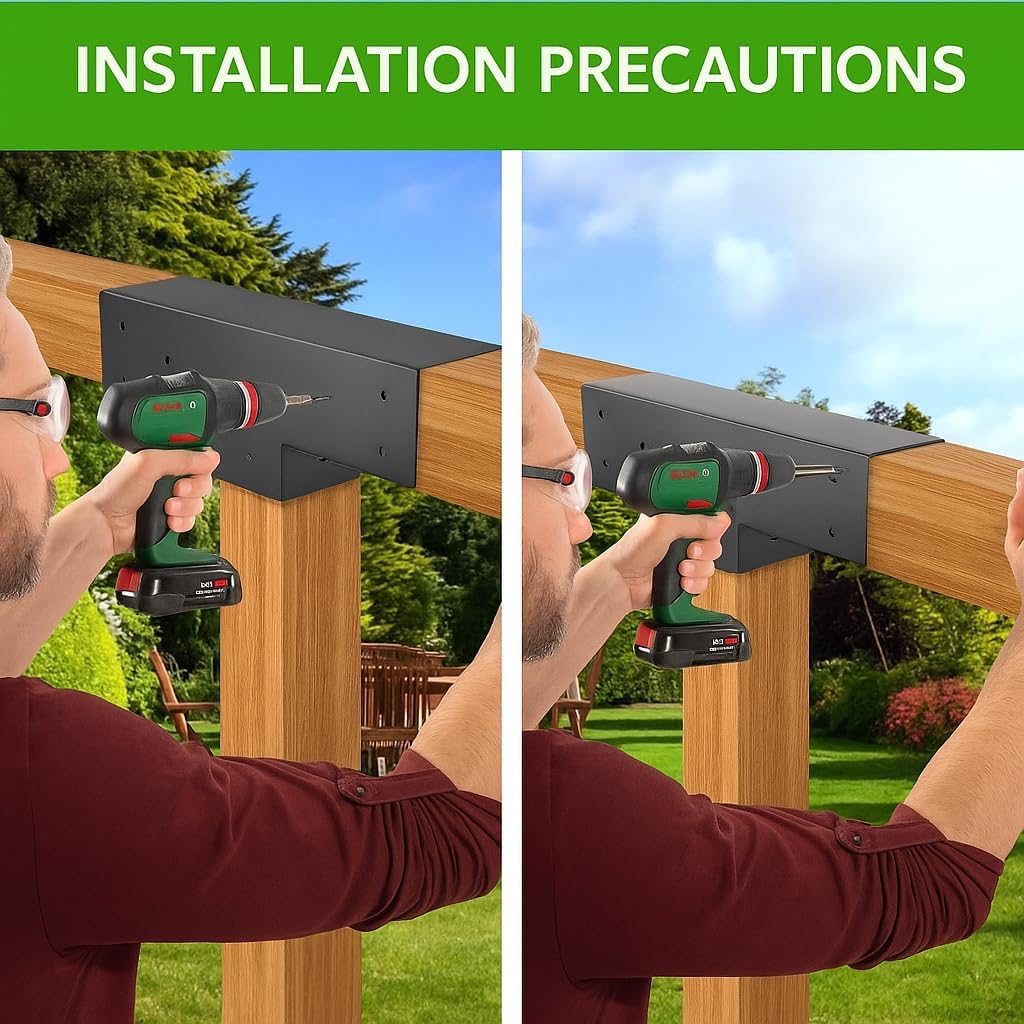 Woodwork Pergola Kit 2 Pcs- Post and Beam T Brackets - Modular Sizing Pergola Brackets Hardware fit for 4 x 4 Lumber, Heavy Duty