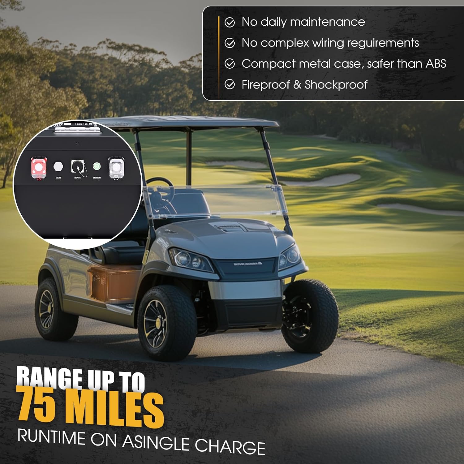 48V 160Ah Lithium Battery, MAX 10.24 kW Built-in 200A BMS with Touch Monitor & Mobile APP, 4000+ Cycles Rechargeable LiFePO4 Battery, Perfect for Golf Carts