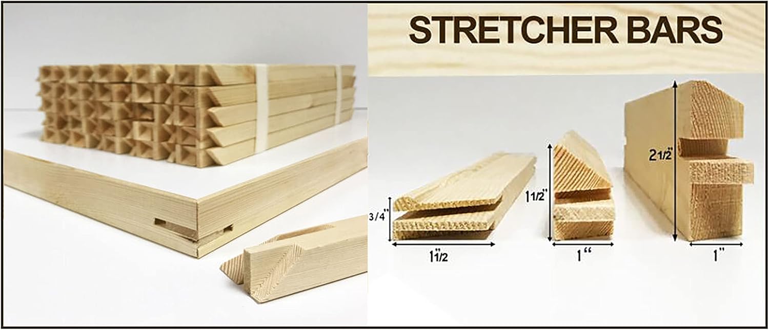 36" 50 PK Bulk Discount 1.5" Canvas Stretcher Bars Wood Frame for Stretching, Needlework, Oil Paintings - Extra Large Custom Size 6-96"