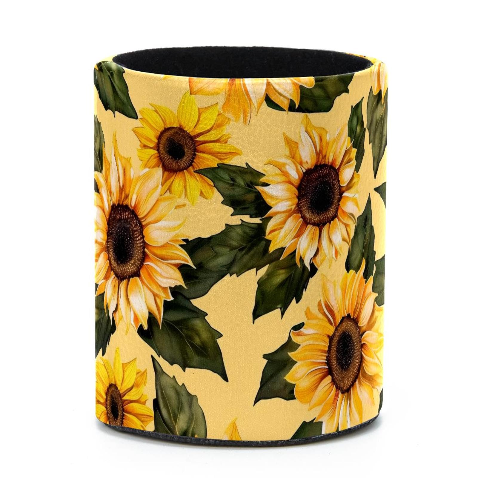 VAPOKF Round Pencil Holders for Desk, Sunflower Pen Holders Pen Pot Makeup Brushes Storage Desktop Stationery Supplies Organiser for Home Office