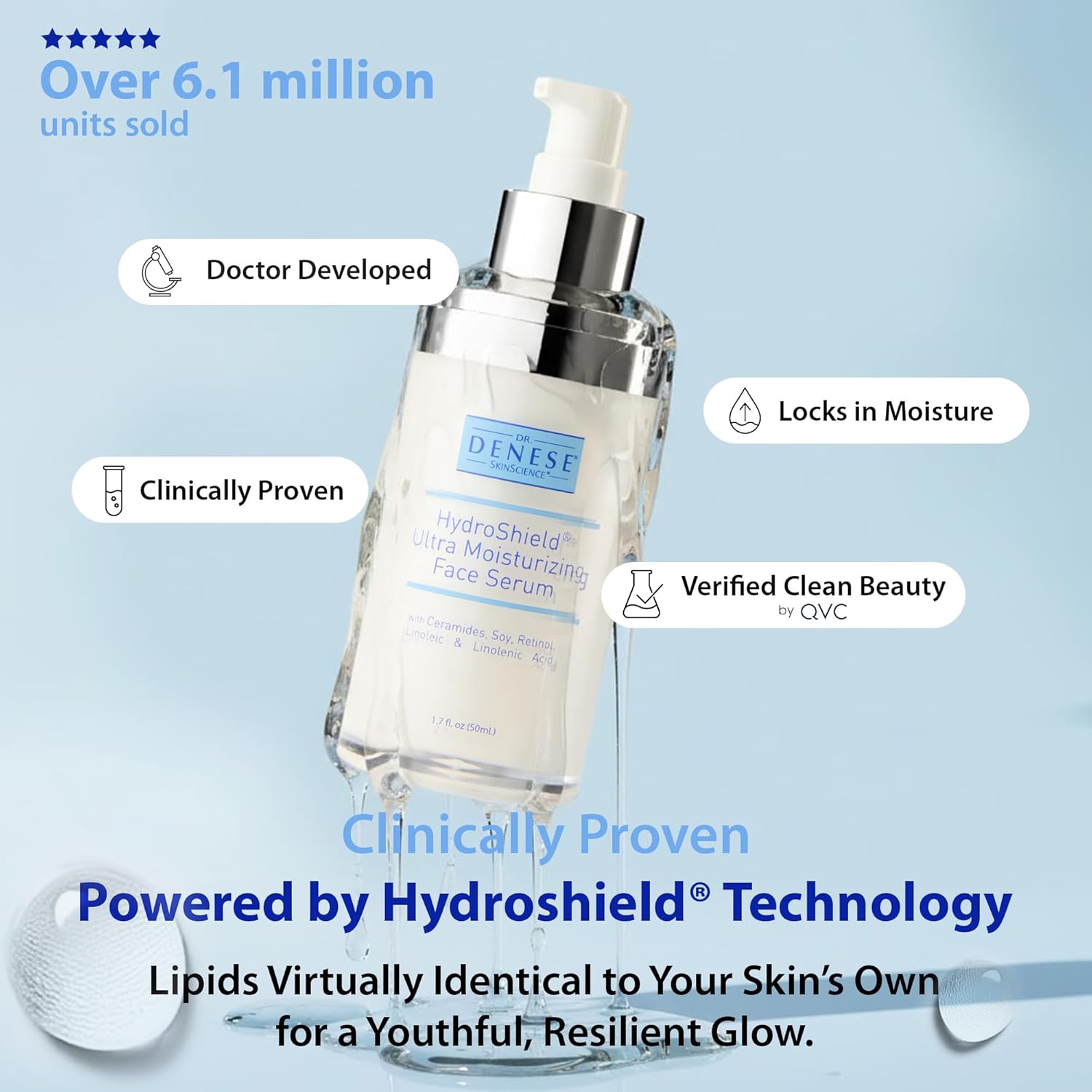 Dr. Denese SkinScience HydroShield Ultra Face Serum 1.7 oz – Retinol & Ceramide Formula for Deep Moisture, Smooth Radiant Skin, Fine Line Care, Barrier Support – Dermatologist Tested & Cruelty Free - Image 3