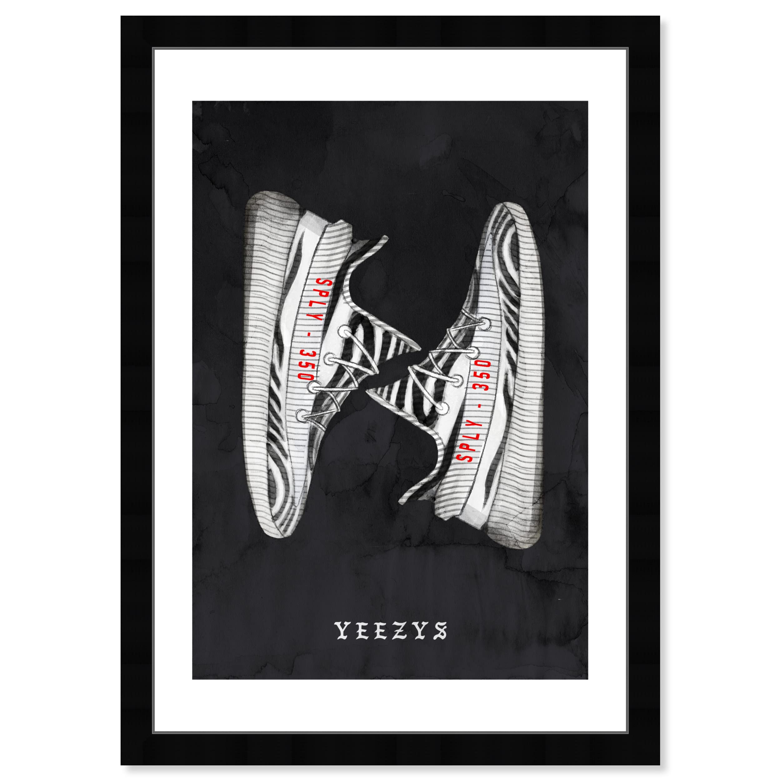 Wynwood StudioWynwood Studio Fashion and Glam Modern Black Frame Paper - Classic Sneakers X, Wall Art for Living Room, Bedroom, and Bathroom, 13 in x 19 in, White and Black Home Decor