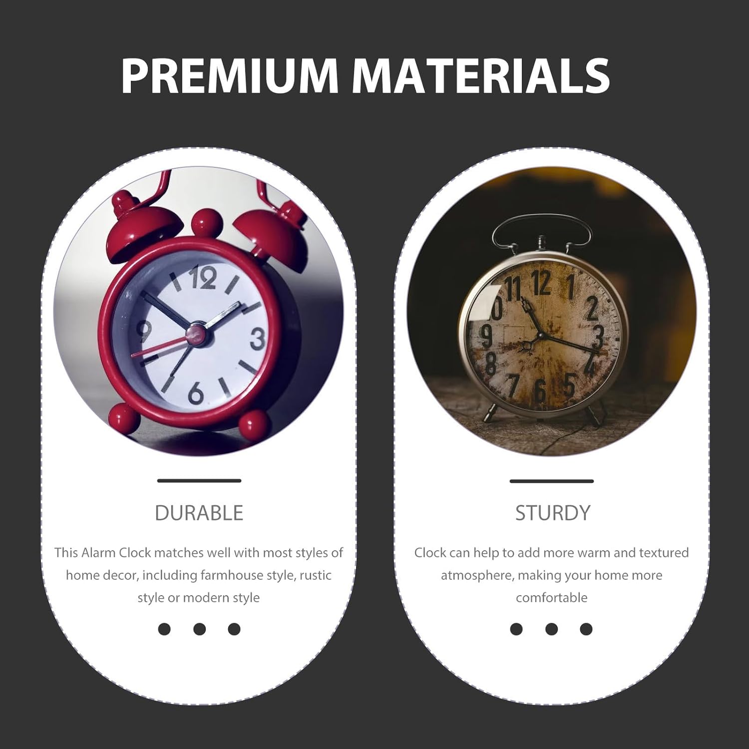 Retro Metal Alarm Clock Decorative Table Clock Precise Time for Adults Home Décor Vintage Style Non-Battery Operation