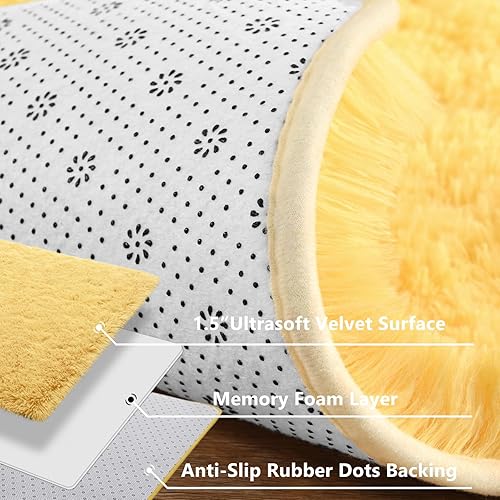 Miniatura 97 de Jelymark - Alfombra de interior peluda, mullida y supersuave para dormitorio, de 3 x 5 pies, para sala de estar, decoración del hogar, dormitorio