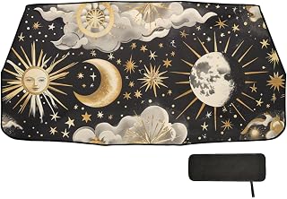 Gold Leaf Sun Moon umbrella car shade front windshield foldable uv umbrella keep car cool shades for front window tapa sol para autos