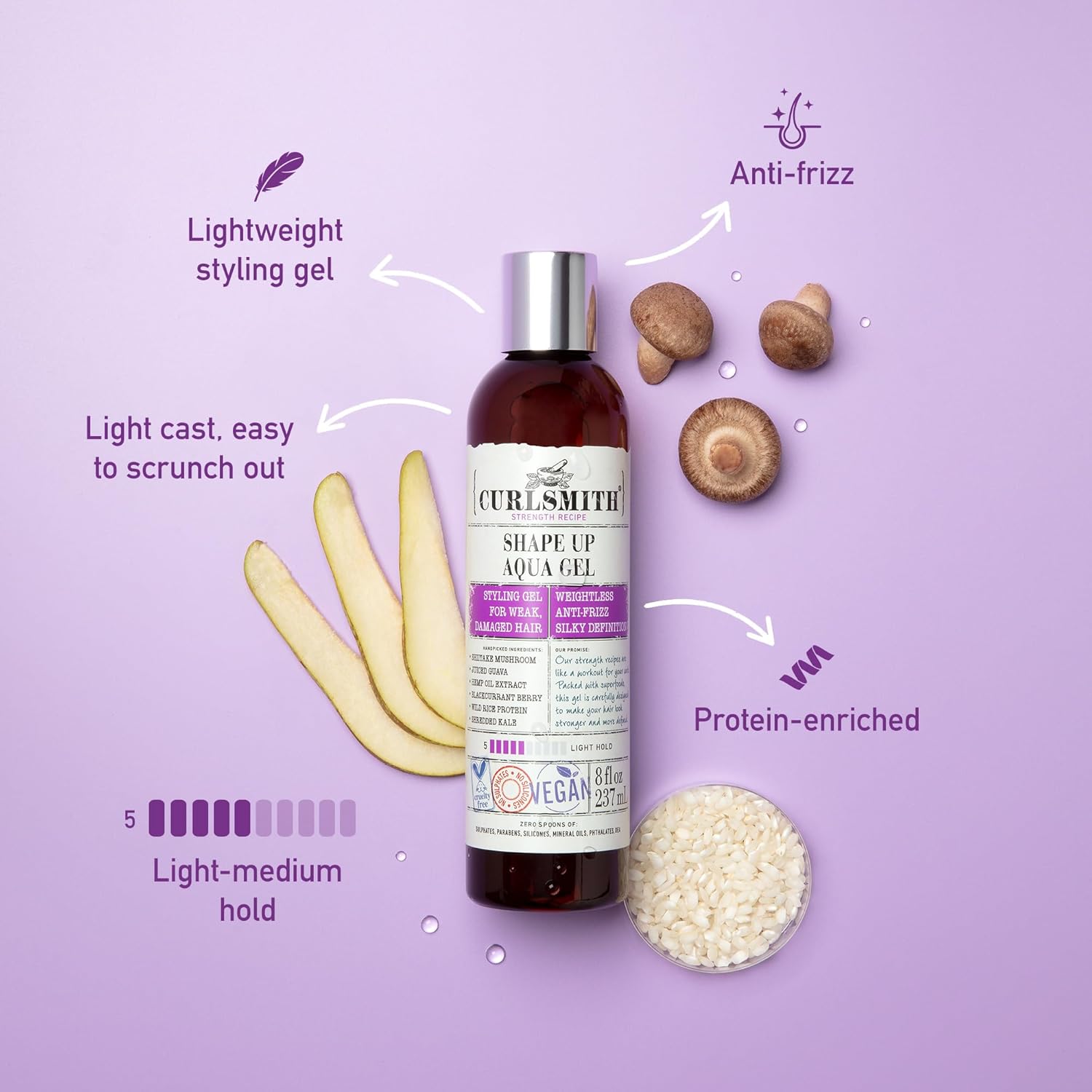 CURLSMITH – Shape Up Aqua Gel, Lightweight Styling Gel with Proteins for Damaged Hair (8 fl oz) - Image 4