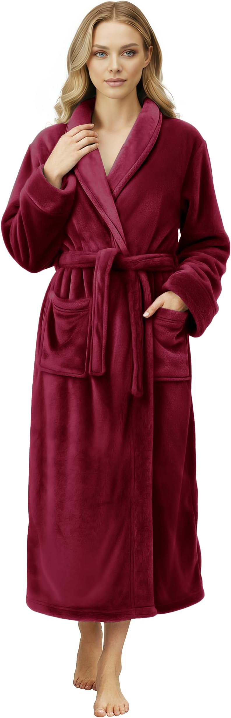 Premium Womens Robe, Plush Fleece Long Bath Robe for Women, Fluffy Soft Women's Bathrobe