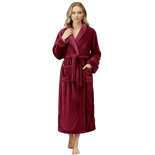 NY Threads Roupão feminino premium, roupão longo de lã de pelúcia para mulheres, roupão de banho feminino macio e fofo
