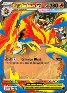 Pokemon Mega Emboar ex MEP 035 Ultra Rare Holo Promo Card, Standard Size