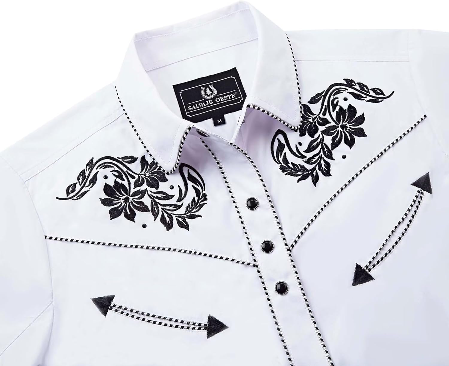 SALVAJE OESTE Women's Embroidered Western Cowgirl Slim Fit Shirt Snap Button Down Long Sleeve Shirt with Floral Embroidery - Image 2