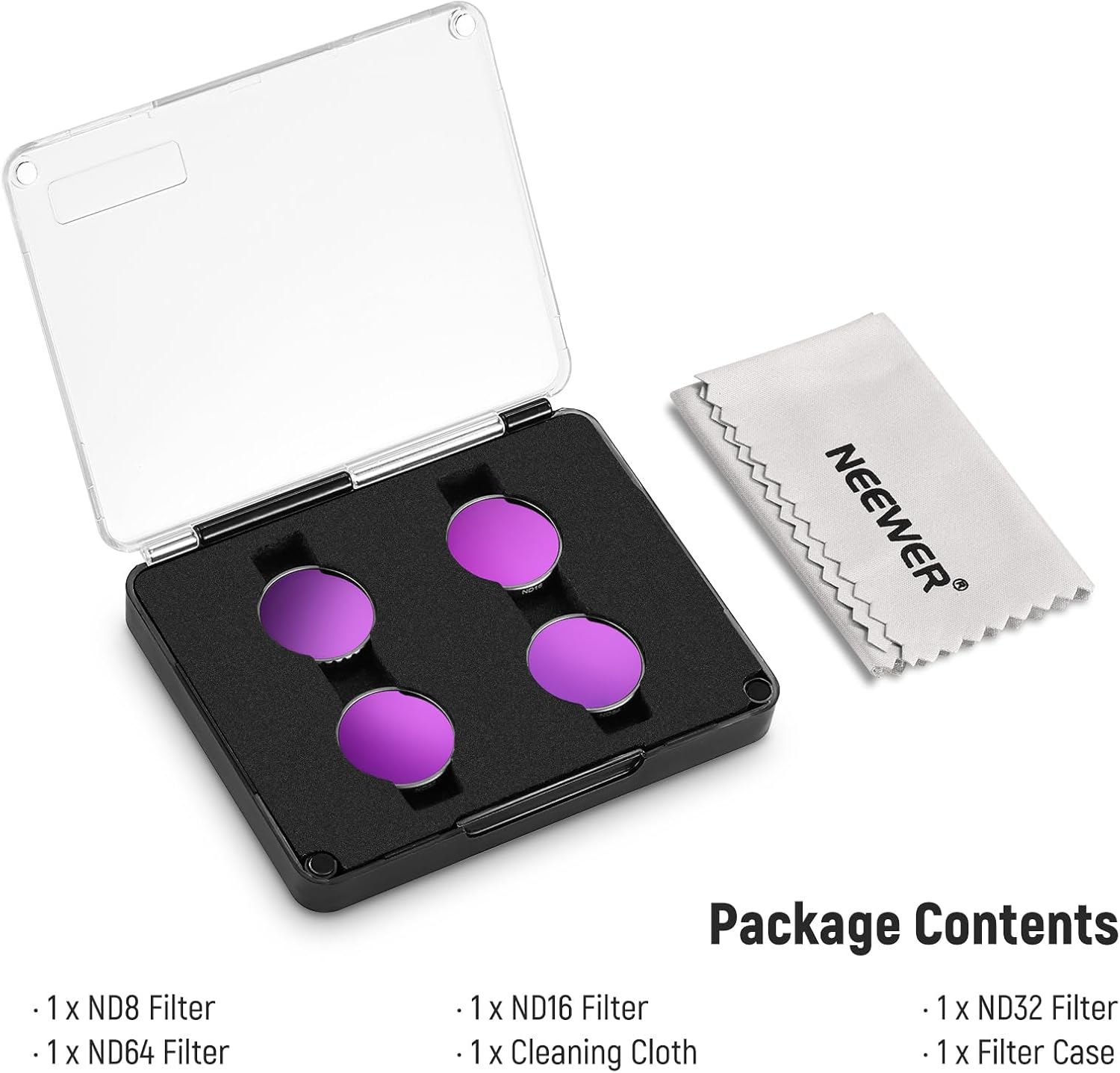 NEEWER GO 3S ND Filter Set (4 Pack), ND8 ND16 ND32 ND64 Neutral Density Lens Filter Accessories Kit with Multicoated HD Optical Glass Compatible with Insta 360 GO 3S, FLB01